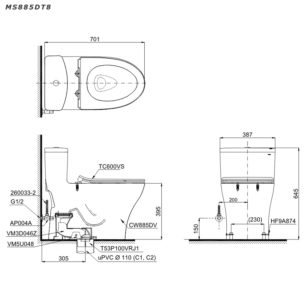 MS885DT8-ban-ve-ky-thuat Bản vẽ kỹ thuật bbàn cầu 1 khối MS885DT8