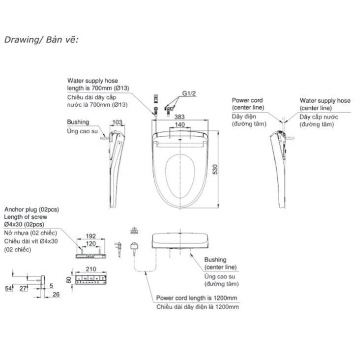 Bản vẽ kỹ thuật nắp điện tử TCF47360GAA