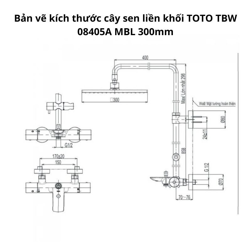 bo-sen-cay-nhiet-do-toto-tbw08405a-tbw02017a-mbl-mau-den-mo (3) Bộ sen cây nhiệt độ TOTO TBW08405A TBW02017A #MBL Màu Đen Mờ
